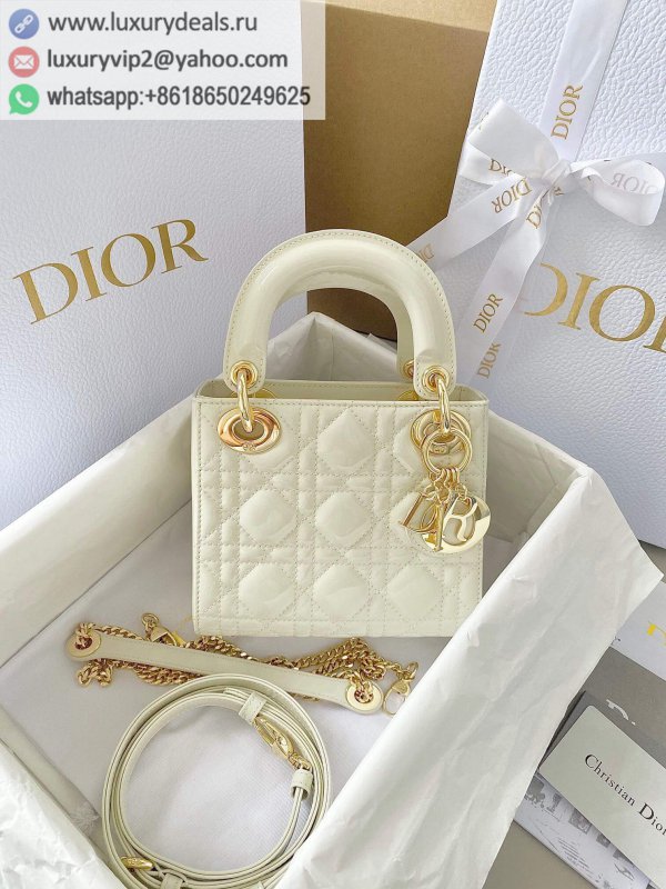 DIOR mini LADY 17CM DIOR Patent 3 Grid M0505 White