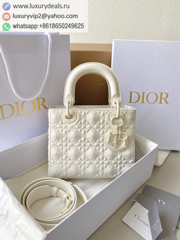 DIOR Small LADY 20CM DIOR MY ABCDIOR 4 Grid M0538 White