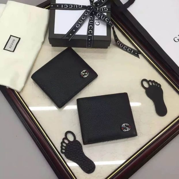 GG Leather Short Bi-fold Black 365464 Men Wallets